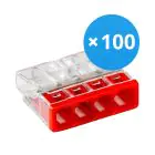 Monipakkaus 100x Wago 2273-204  Liitoskappale | 4 Lanka Yhteys